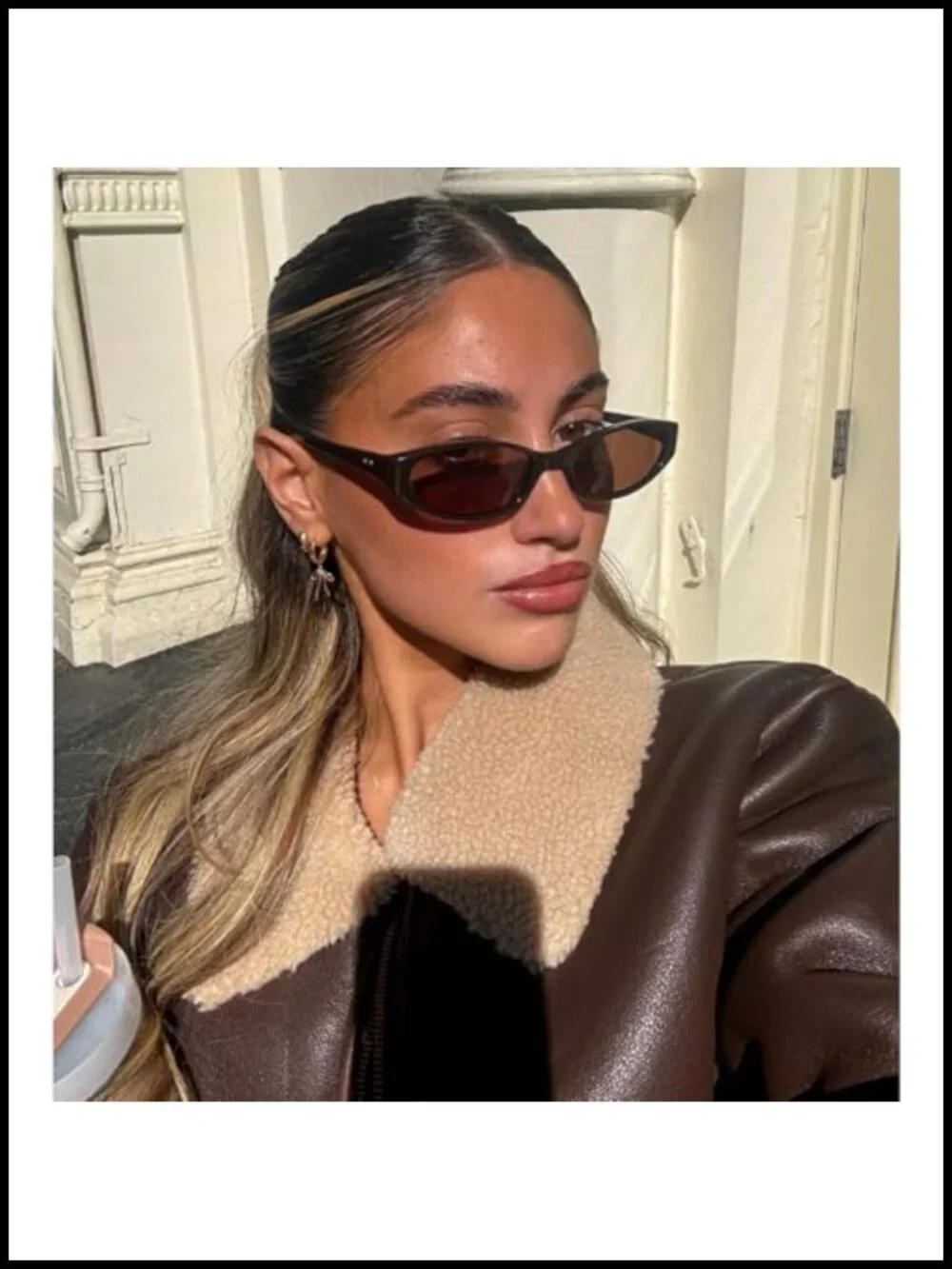 Retro Oval Cat Eye Sunglasses for Women Lightweight Narrow UV400